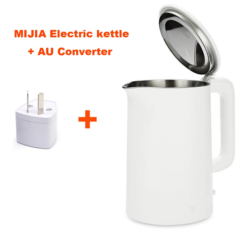 add AU adapter Xiaomi Mijia электрический чайник, чайник 1.5L Авто Защита от отключения питания бойлер газовый котел водонагреватель Чай горшок мгновенный нагрев Нержавеющая сталь - Цвет: add AU adapter