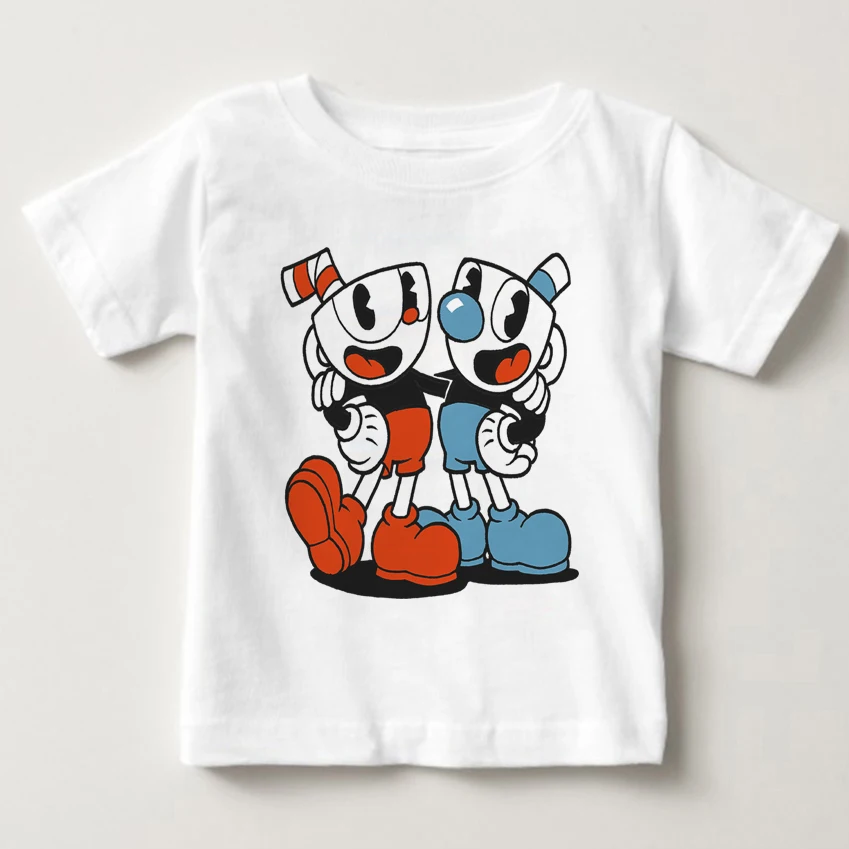 Cuphead/летние футболки для мальчиков и девочек; удобная дышащая футболка премиум-класса в масках; детский топ; летние топы для девочек