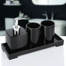 Набор аксессуаров для ванной комнаты, диспенсер для мыла из смолы, чашка для полоскания, набор из 4 предметов с подносом, свадебные подарки