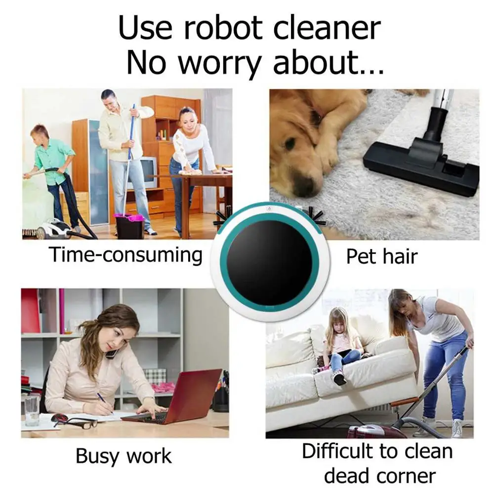 Automatic Smart Robot Vacuum Cleaner Mopping Sweeping Suction Cordless Auto Dust Sweeper Machine Anticollision for Home Cleaning