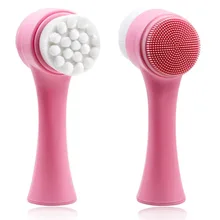 2 шт двухсторонняя силиконовая щётка для очищения лица портативный размер 3D уход за лицом Вибрационный Массаж Уход за лицом продукт для ухода за кожей