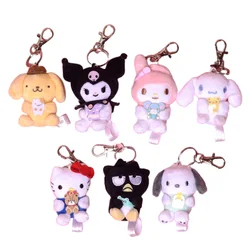 LLavero de peluche Sanrio de 7 estilos, muñeco Kawaii de peluche, gatito Kuromi, My Melody, Cinnamorol, bolso colgante, llaveros, decoración de bolsa