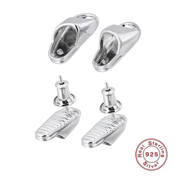 

925 Sterling Silver Personality Sandal Flip Flops Earrings for Women Girl Men Delicate Stud Earring HipHop Statement Ear Jewelry