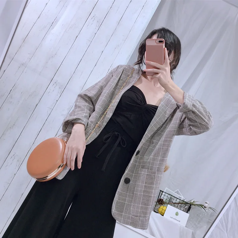 

Autumn And Winter WOMEN'S Dress Net Price 8609 Autumn Thin Pattern Small Suit Women's Loose-Fit Casual Plaid