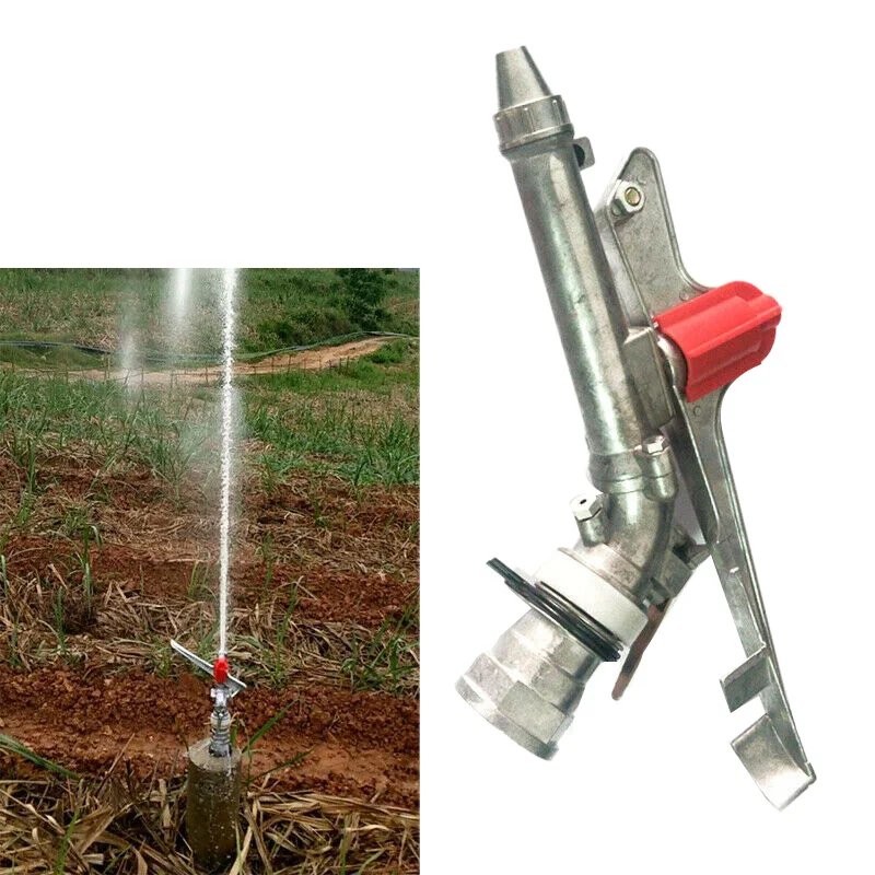

Irrigation SPray Gun 2 inch Sprinkler Large Impact Area 360 degree Adjustable Water Silver