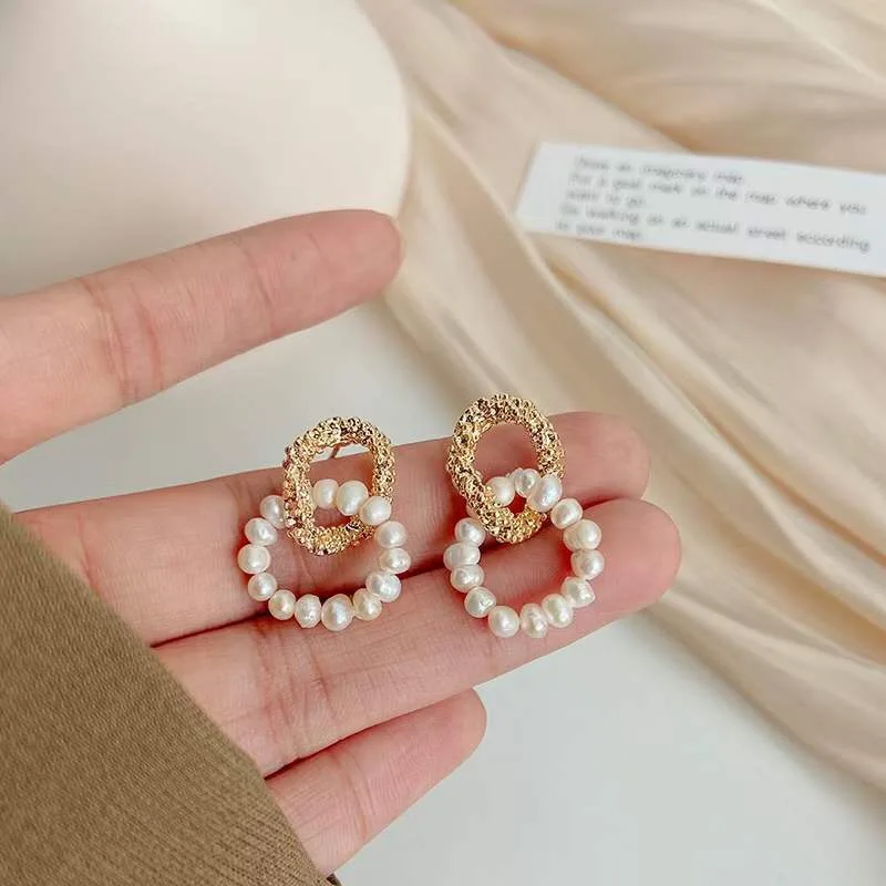 

Geometric Pearl Earings Fashion Jewelry 2020 New Gold Round Stud Ear Rings for Women Party European Korean Trendy Style Luxury