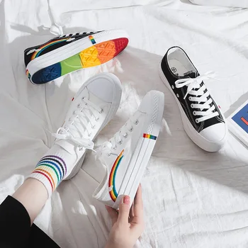 

Fairy Rainbow Canvas Shoe Woman Autumn Woman Shoes 2019 Shoes Student Ya Ya Feng Small White Shoes. Woman