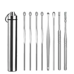 7pcs/set Ear Cleaner Wax Removal Tool Earpick Sticks Earwax Remover Curette Ear Pick Cleaning Ear Cleanser Spoon for Ear Care