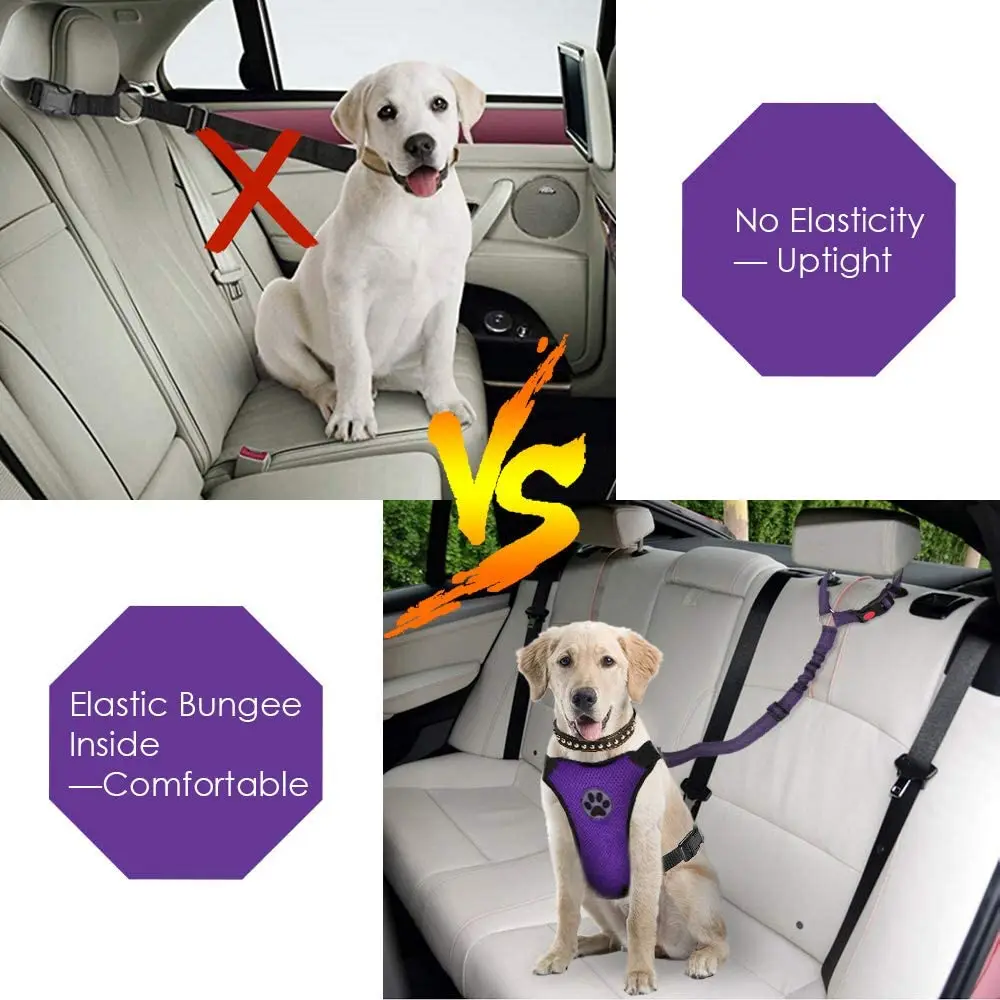 BWOGUE Pet Dog Cat Seat Belts, Car Headrest Restraint Adjustable Safety  Leads Vehicle Seatbelt Harness (1 Pack)