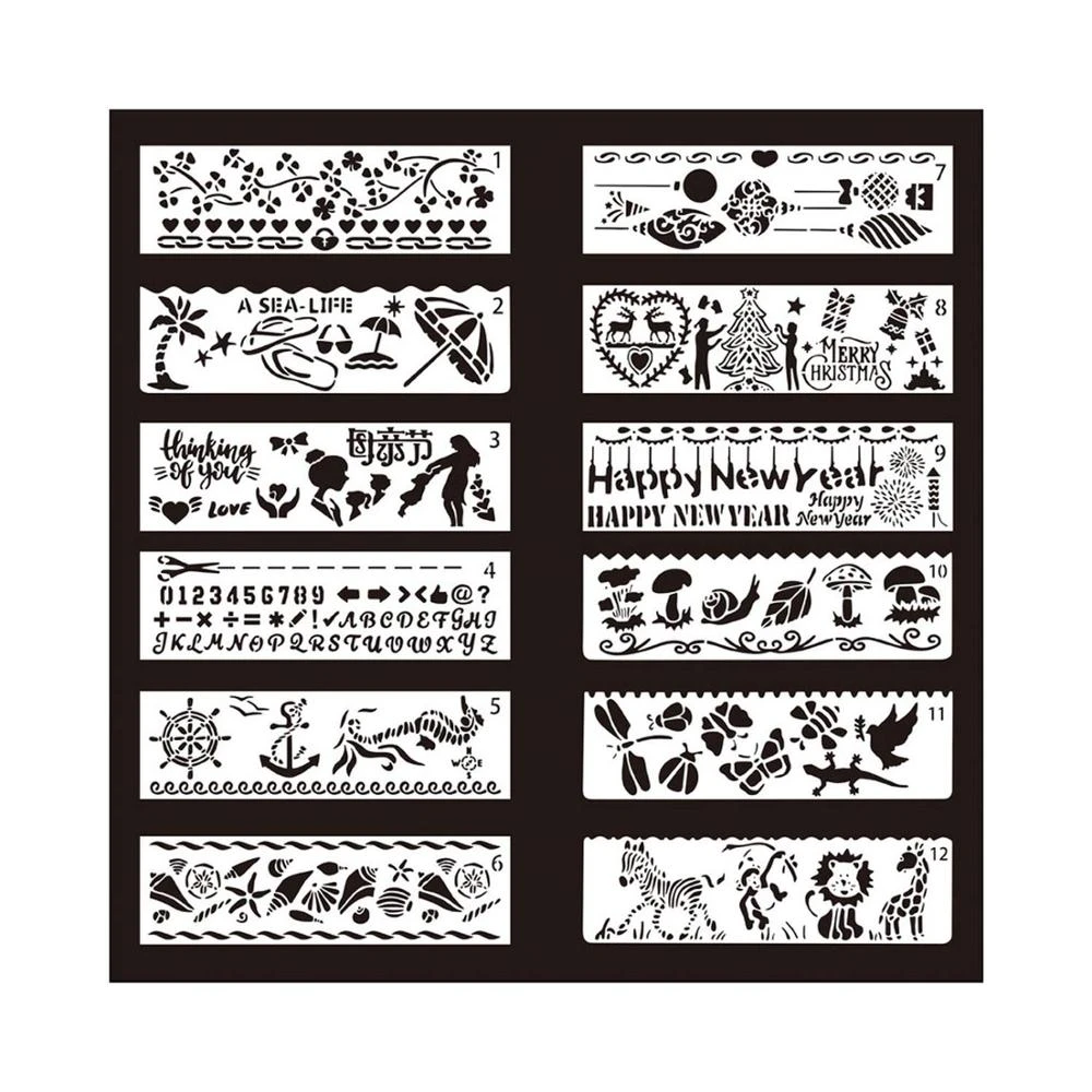 1 セットペット Diy フォトフレームステンシル描画日記帳テンプレート絵画ステンシル子供の早期学習テーマレース定規テンプレート Aliexpress Education Office Supplies