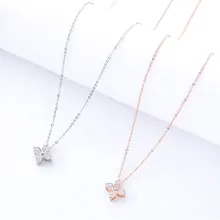 Women's Men's Stainless Steel Necklace Clover Pendant Clavicle Chain Simple Style Ladies Exquisite Birthday Gift Accessories