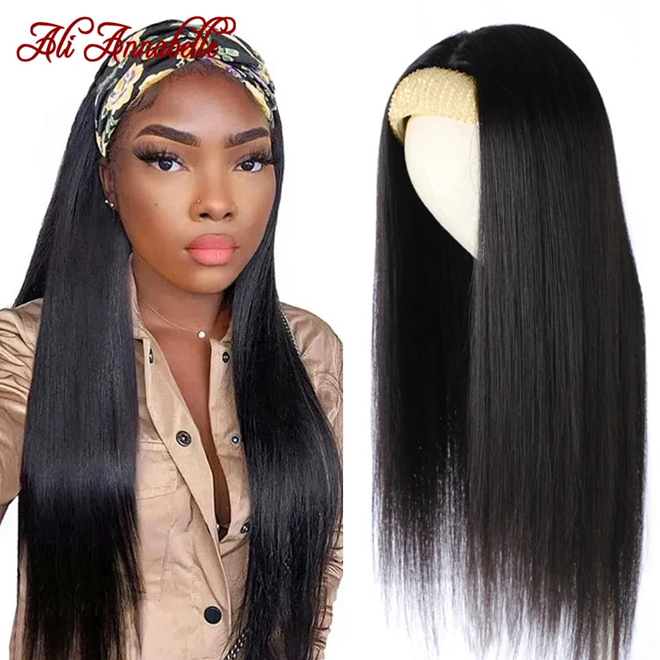 Headband Wigs Ali Annabelle Glue-Less Straight Natural Brazilian Fast-Install