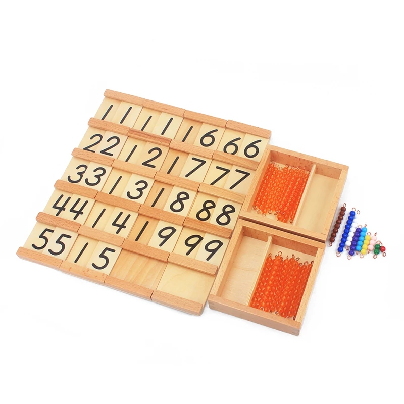Montessori Materials Teens Symbol Linear & Skip Golden Beads & Colorful Beads Counting Wooden Toys for Children Early Preschool educational toys board games math toys learning puzzle toys teaching aids toys learning board toy