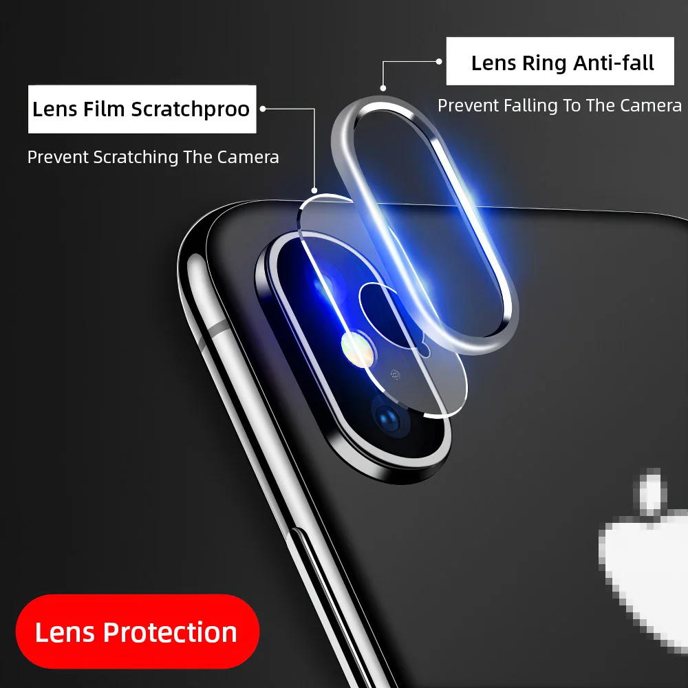 2 шт. Защита объектива камеры телефона круг для iPhone X XR 6 6S 7 8 Plus XS Max заднее защитное