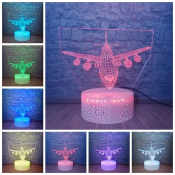 

Drop shipping 3D LED Optical Illusion Night Light Plane Model USB Multicolor Table Lamp boy Bedroom Decor Birthday Gift Kids Toy