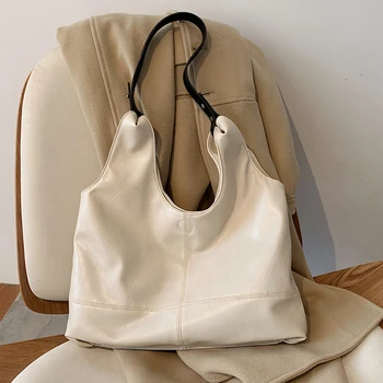 

Soft PU Leather Shoulder Bag For Women 2021 Fashion Branded Designer Shopper Hand Bag Big Large Casual Handbags Hobos Travel