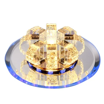 

3W Aisle Dimmable Living Room Ceiling Light LED Crystal Corridor Home Decor Hallway Chandelier Pendent Modern Mirror Round