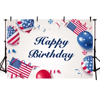 

Neoback Celebration Birthday Photography Backdrops Flag Pattern Background for Photo Studio Balloons Decoration Props 7x5FT