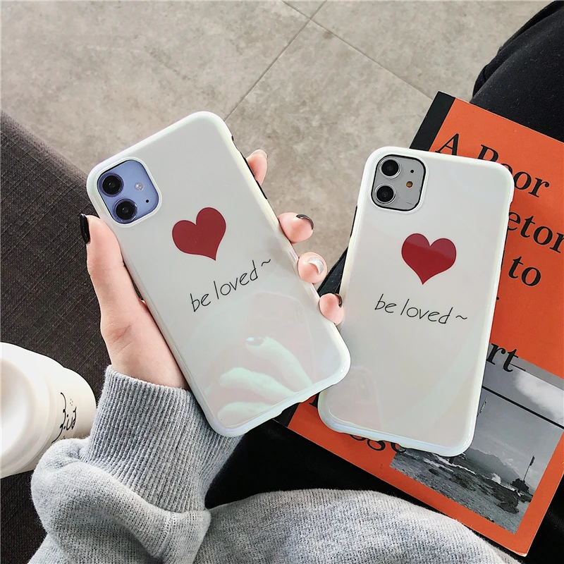 Яркий однотонный чехол для телефона с сердечком для Iphone 11 Pro Max X Xr Xs Max 6s 7 8 Plus простой милый мягкий IMD; гладкий чехол-накладка