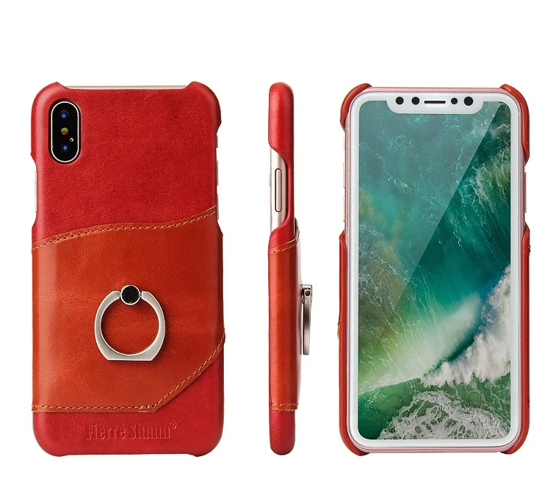 Роскошный чехол из натуральной кожи для iPhone X XS Max XR, карманное кольцо на палец, задняя крышка для iPhone 6 6s 7 8 Plus 11 Pro Max, чехол