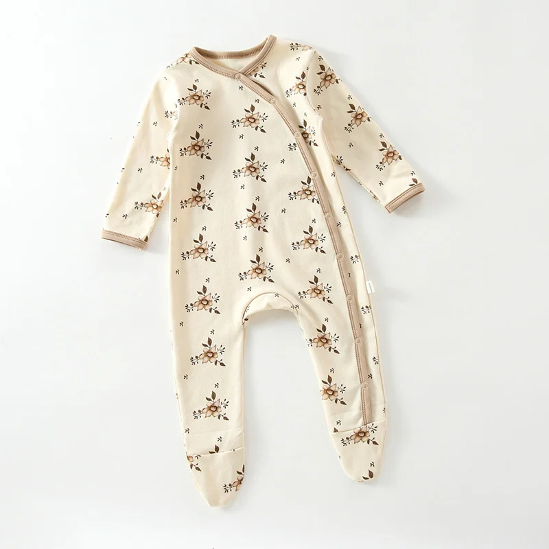Baby Romper Footies Pyjamas For 0-12M Newborn Girl Boy Clothes Long Sleeves Buttons Baby Overalls Boy Girl Clothes Jumpsuits baby clothes