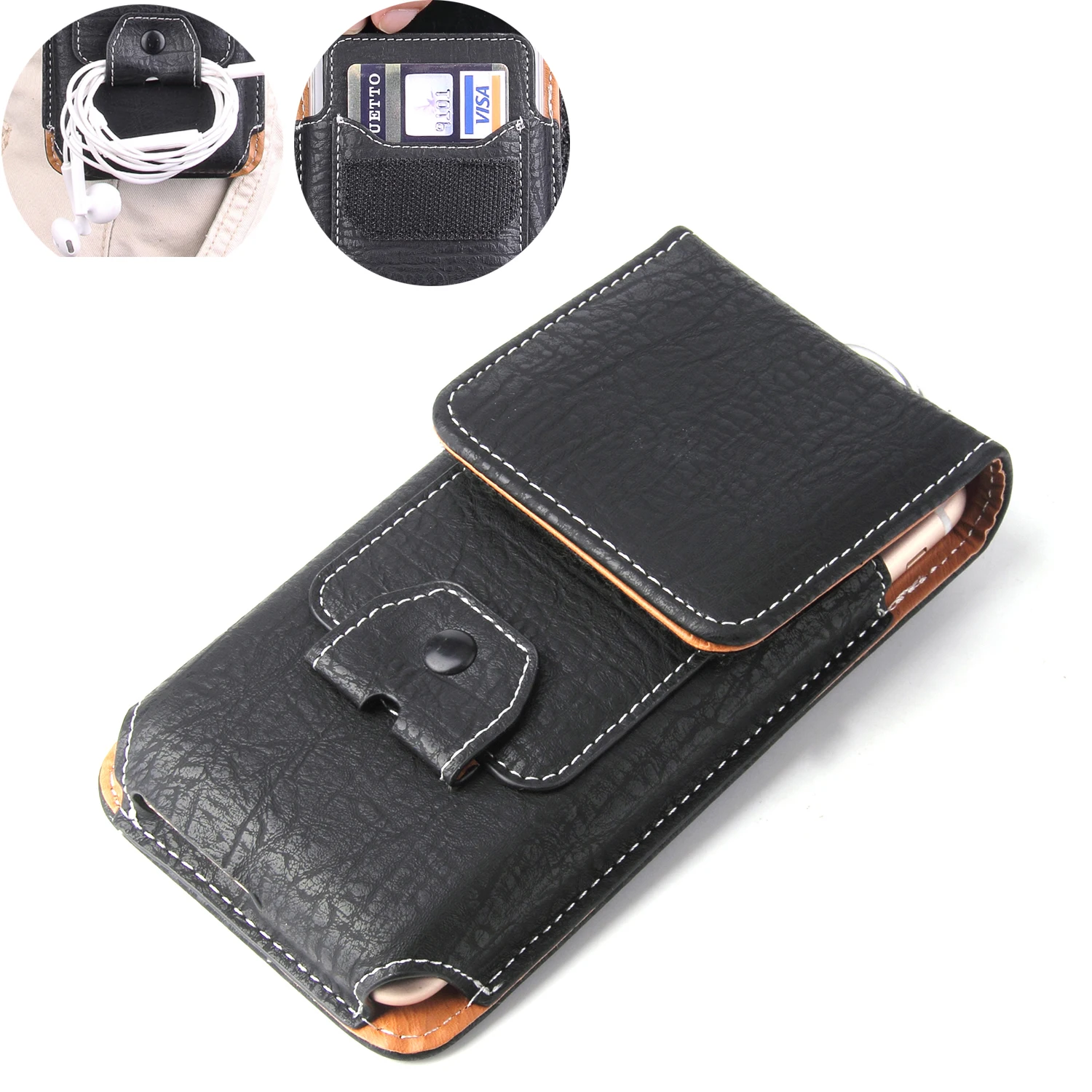 

Universal Pouch Leather Case For Xiaomi Redmi Note 7 6 5 3 Pro 7S 5A Prime 4X Waist Bag Magnetic holster Belt Clip Phone Cover