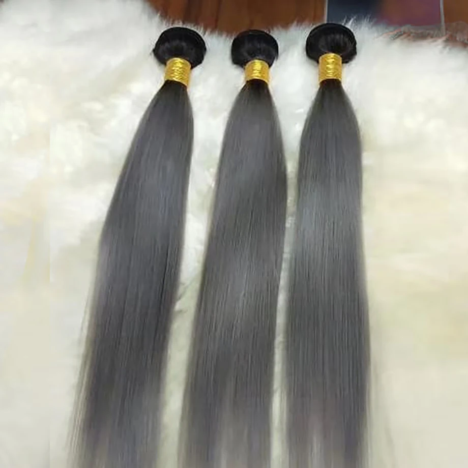 bundles with frontal brazilian Human hair weave bundles ombre grey color HD Lace 3 Short Long bundles extension For black Women
