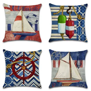 

Ocean sea boat ship printed cushion cover pillowcase decoration for sweet home house sofa chair kids bedroom gift