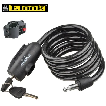 

ETOOK Night Reflective Bicycle Steel Cable Lock Mountain Road Bike Anti-Theft Key Lock for Castle Motorcycle Cycling Security