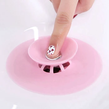 

Silicone Bathroom Drains Plug Filter Closed Pressing Bouncing Cover Strainer Floor Sucker Home Kitchen Tools Accessories