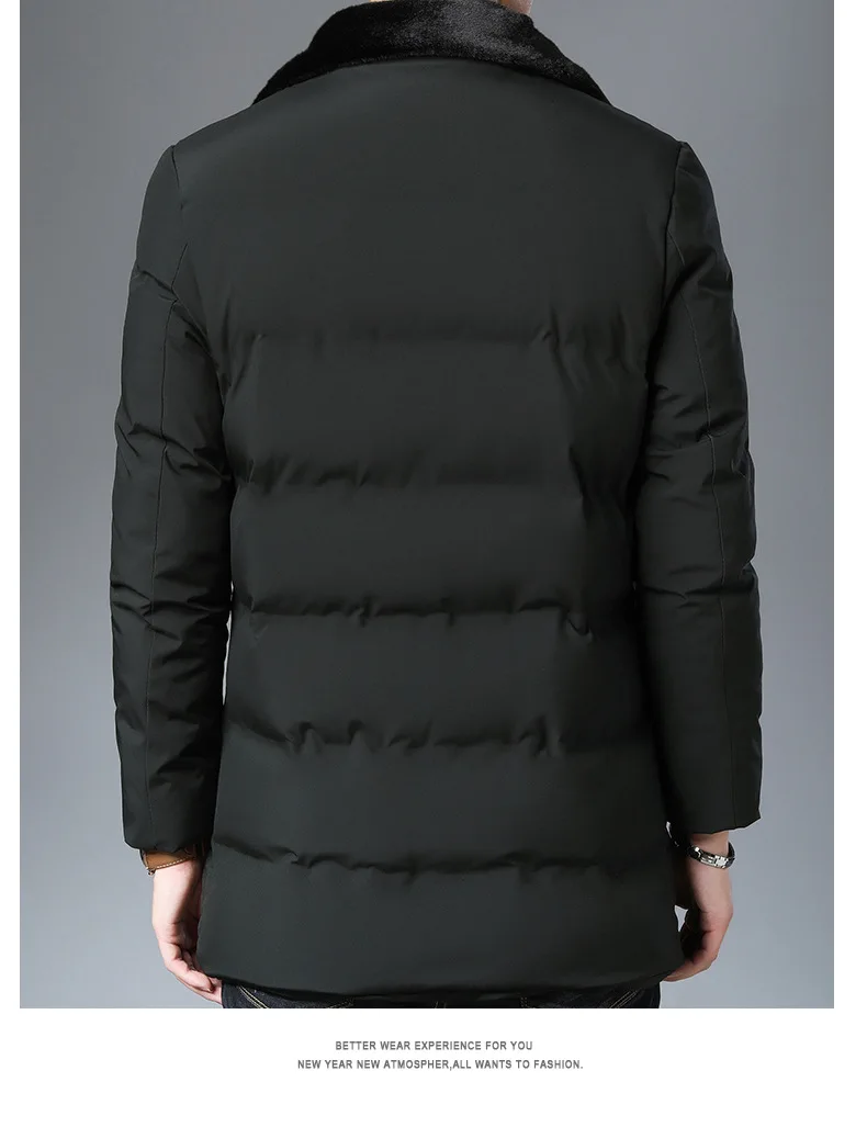 Winter Men Fur Collar Sweater New Products Fashion Middle-aged Business Men'S Wear Mid-length Warm Cotton-padded Jacket Coa