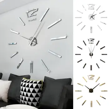 

Antique Mini DIY Mirror Surface Clock Sticker Home Office Room Wall Watch Living Room Europe Pattern Home Decoration