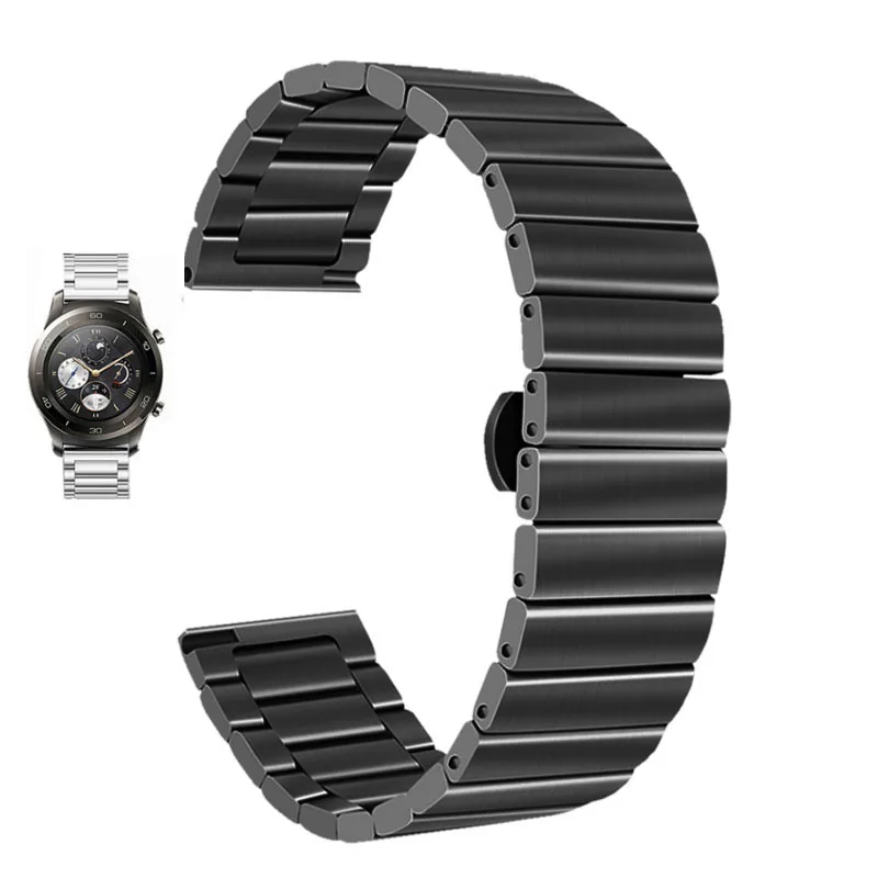 steel-black Для huawei Watch GT magic watch 2pro Смарт-часы Бизнес Стиль Замена 2in 1 кожаный силиконовый ремешок 22 мм браслет из нержавеющей стали - Цвет ремешка: steel-black