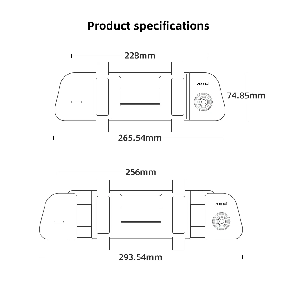 Dvr de Largura Carro Polegada Tela Rearview Stream Mídia Traço Cam 1080p 130fov Espelho Gravador Retrovisor Automático 70mai 9.35 15 Cheap DVRCâmera Dash