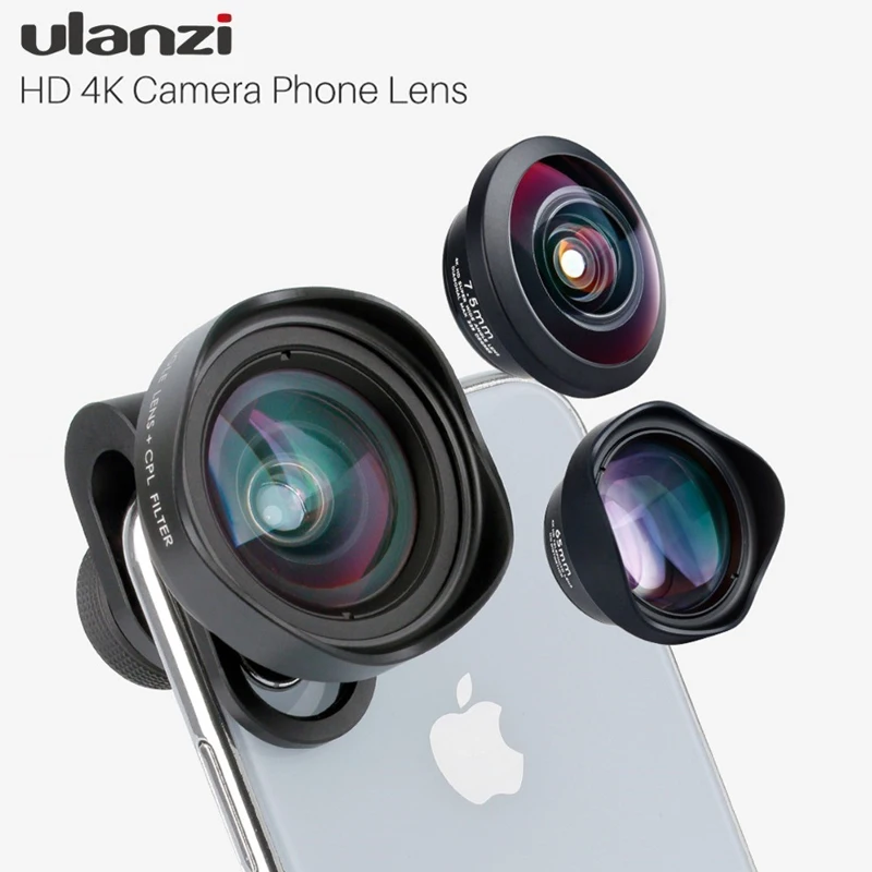 Объектив ulanzi HD 4K для телефона 2X Telephoto 100 широкоугольный CPL 238 рыбий глаз iphone 7/8 X HUAWEI