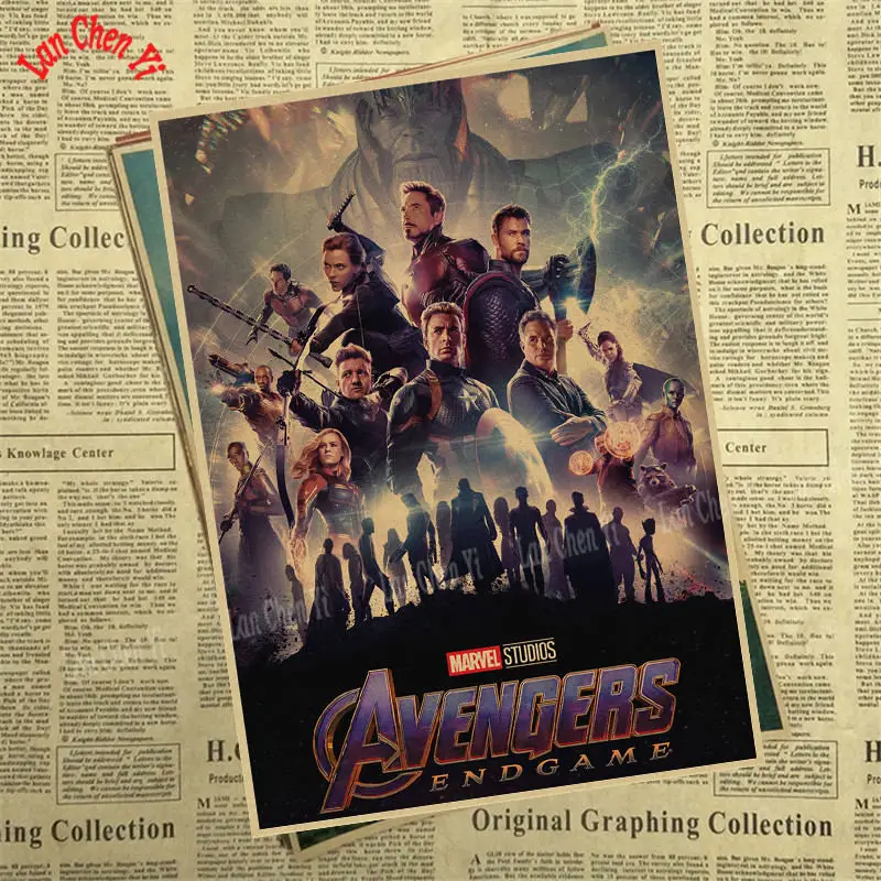 Marvel Фильм Мстители: эндшпиль крафт-бумага плакат художественный напечатанный номер живопись наклейки на стену - Цвет: Кофе