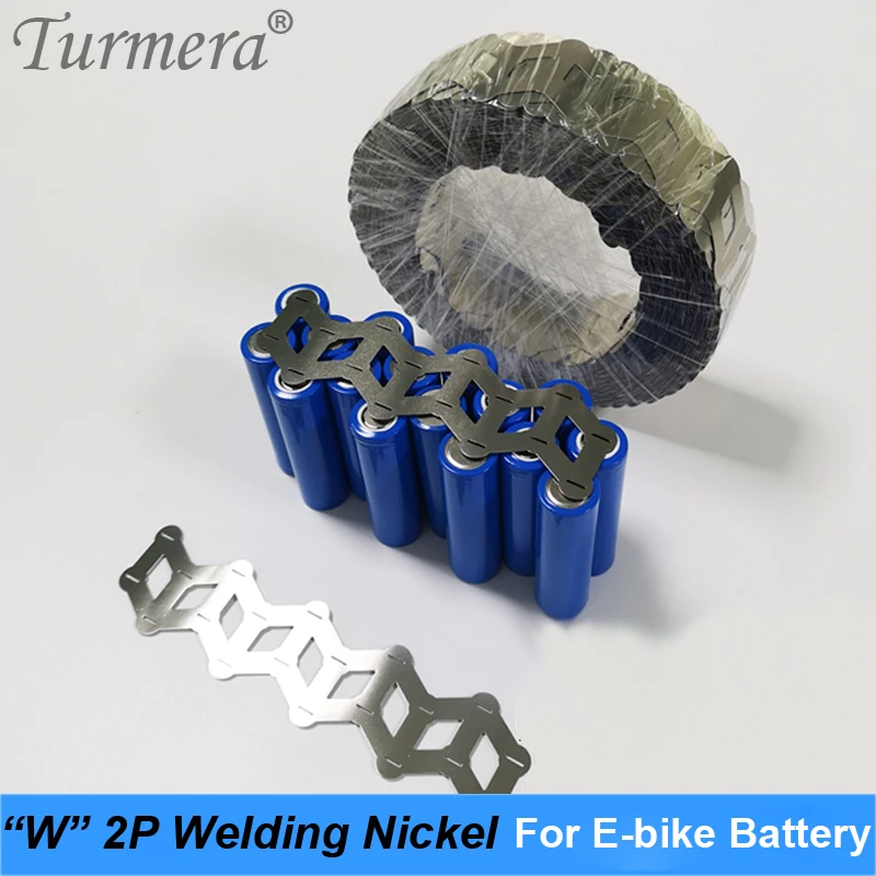 Turmera 10Meter 2P Pure Nickel Strip Welding Nickel Shape W with 0.15mm Thickness 18.5mm Width for 36V 48V 60V E-bike Battery J8