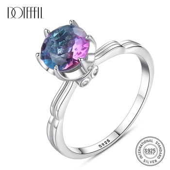 

DOTEFFIL Genuine 925 Sterling Silver Rainbow Fire Mystic Topaz Solid Ring For Women Jewelry Gift Fine Jewelry Engagement Rings