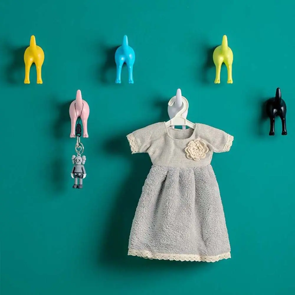 1Pcs Nordic Plastic Dog Tail Hooks Wall Mounted Coat Hat Key Hanger Decoration Novelty Self Adhesive Storage Rack 6