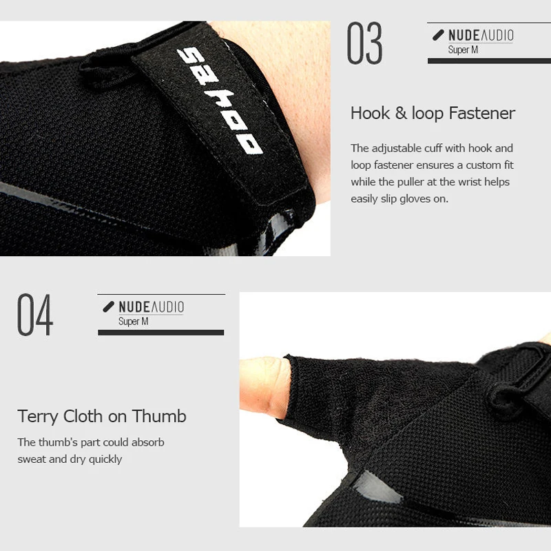Sahoo Нескользящие перчатки на полпальца для велоспорта, велосипедные перчатки, варежки с силиконовой гелевой подкладкой для тренажерного зала, фитнеса, бега, упражнений