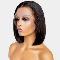13x4 HD Transparent Bob Wig Lace Front Human Hair Wigs Pre Plucked Brazilian Remy Straight Short Bob Lace Frontal Wigs
