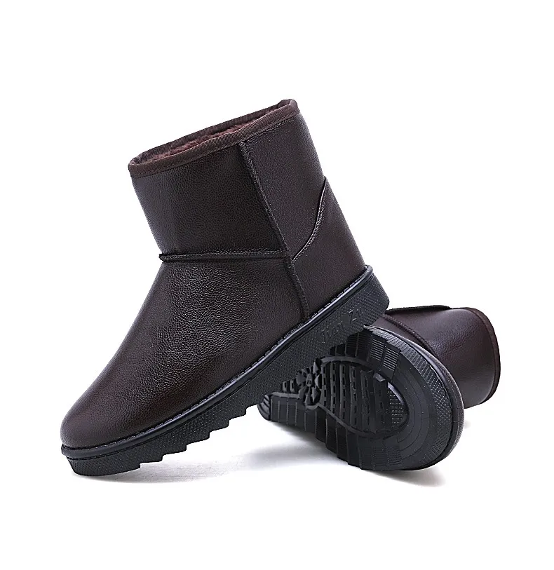 WWKK/Новинка года; модные мужские ботинки; водонепроницаемые кожаные зимние ботинки; зимняя обувь; сохраняющая тепло мужская обувь на меху; уличная плюшевая обувь