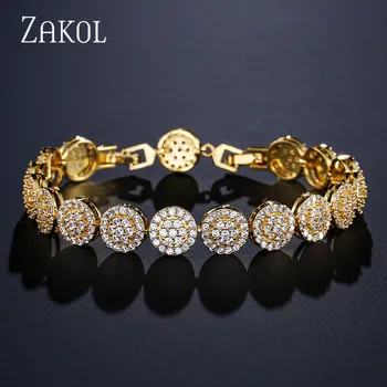 

ZAKOL Charming Flower Bracelet Hand-set Micro Inlay Craft AAA+ CZ Studded Bracelet Bijouterie For Women And Girls FSBP2029