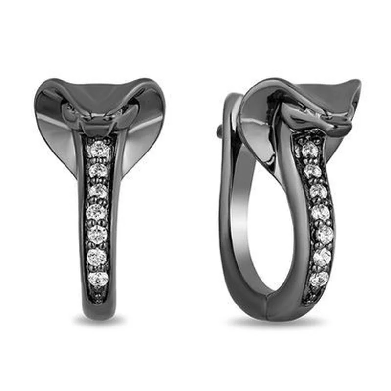 Ladies Earrings Classic income black zircon ladies animal earrings fashion exquisite popular cold black zircon