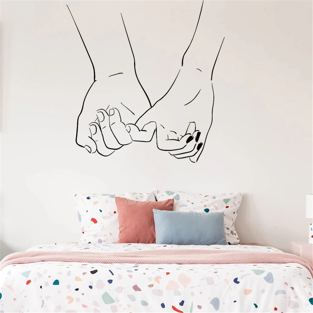 Love Couple Hands Wall Stickers Bedroom Adornment Romantic Room ...