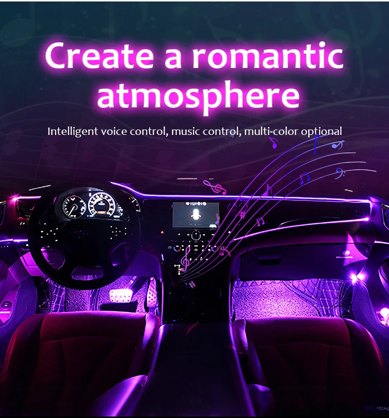 

Fiber Optic Atmosphere Lamps Ambient Lamp App Control 6 Meter 8 colors Car Interior Light Remote Control RGB Auto Decorative