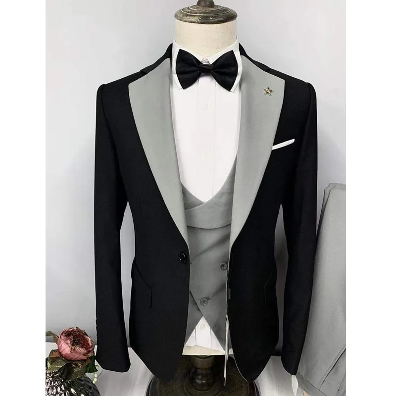 

Мужской костюм 3 шт. зеленый деловой отворот Однорядный на одной пуговице приталенный подходит для официального свадебного костюма шафера костюм (без галстука) 2021