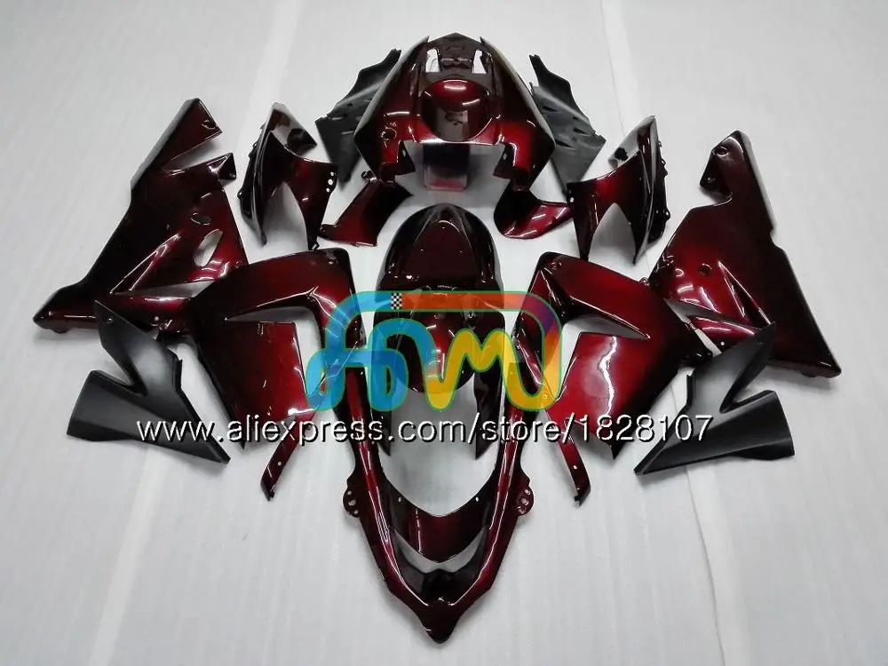 Корпус для KAWASAKI ZX 1000 CC ZX 10 сотрудников отдела исследований ZX-10R 04 05 15BS. 0 ZX1000CC 1000CC ZX 10R ZX10R 04 05 2004 2005 обтекатель комплект красный черный - Цвет: No. 4 Wine red
