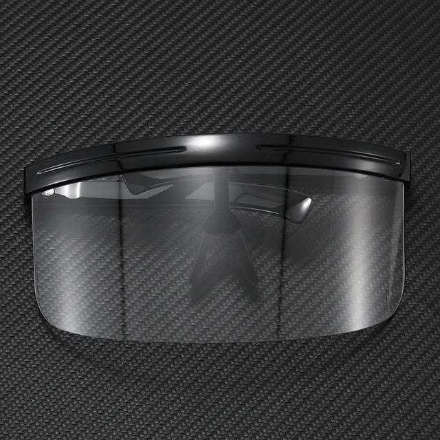 Oversized Windproof Mask Goggles Sunglasses Women Fashion One Piece Rimless Sunglasses Men Outdoor UV400 Crystal Glasses O960 Black-Clear