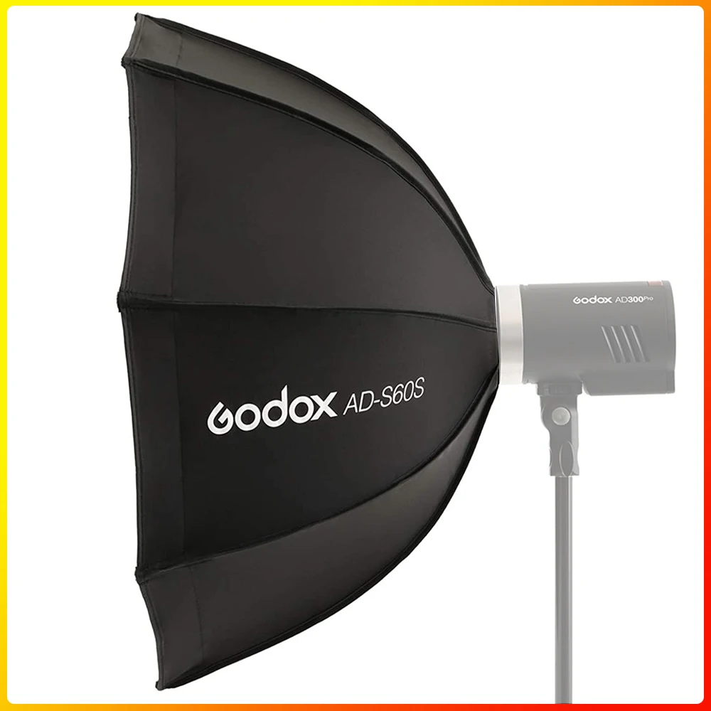 

Godox AD-S60S ADS60S Umbrella Style 60cm Quick Fold Silver SoftBox with Grid Godox Mount for AD400Pro, AD300Pro, LED ML60
